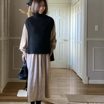 クラシカルワンピースのふんわりコーデ