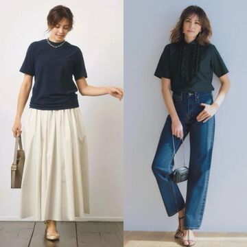 女性らしいフレアースカートコーデから上品でかっこいいデニムスタイルまで【50代の1週間コーデ】