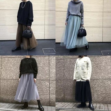 【50代 コーディネート】累計4,100枚売れ、大ヒット「大人チュールスカート」おすすめ冬コーデ7選