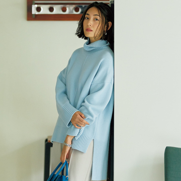 【細見えボリュームニット1】すその前後差でウエストまわり＆ヒップをカムフラージュ