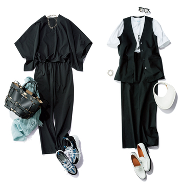 【50代に似合う黒】柔らかい素材でこなれ見えする「黒のセットアップ」おすすめ2選