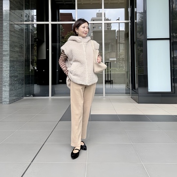 ユニクロスウェットパンツをあったかキレイめカジュアルに♡