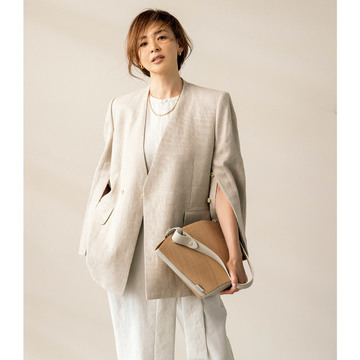 ジャケットスタイルをリネン素材で初夏仕様にアップデート。気温23℃｜5/22(月)【50代の毎日コーデ】