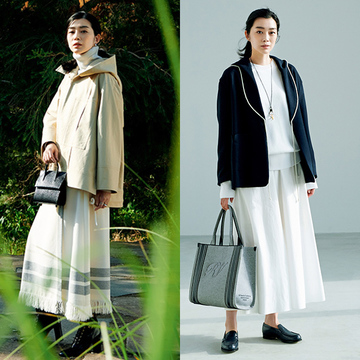 【春のはおりもの新法則】短めアウター×華スカートコーデ2選