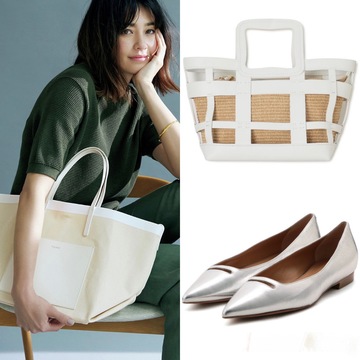 夏の着こなしを涼やかに仕上げる！白&シルバーの靴とバッグ25選