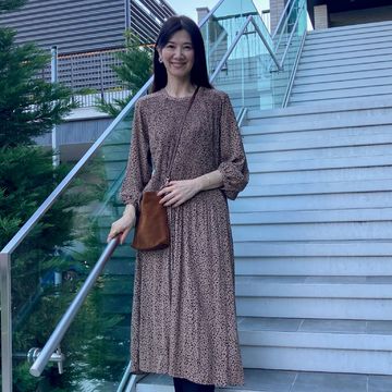 秋らしい柄ワンピ