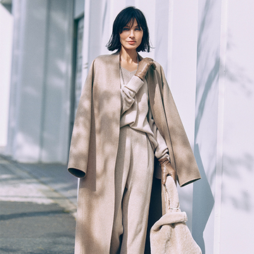  ほっそり見せもかなう！フェミニン派もはきやすいカシミヤ素材のニットパンツ