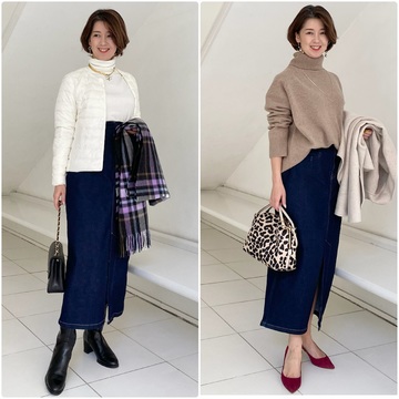 小柄さん向け大人のデニムスカートコーデ2パターン