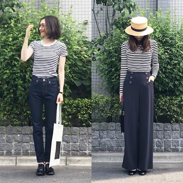 無印ボーダーT★大人マリンコーデ