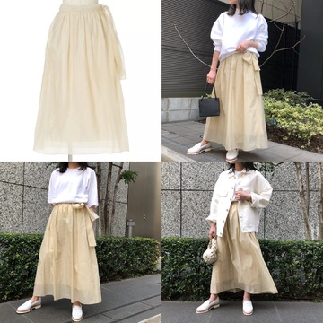 大人の可愛げを演出【50代 春コーデ】村山佳世子×LOEFF「シアータフタスカート」着回し3選