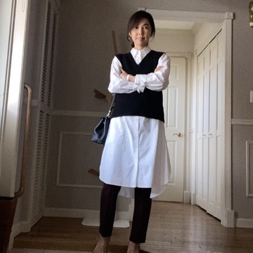 ZARAの春物ベスト×ロングシャツ