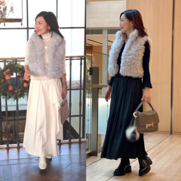 ショート丈のエコファージレでお出かけ2コーデ🩶