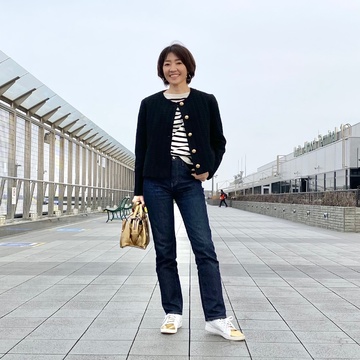 ZARAの高見え黒ツイードジャケット＋パンツ２styles