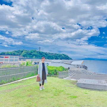 プチプラファッションで、江ノ島海岸へ。