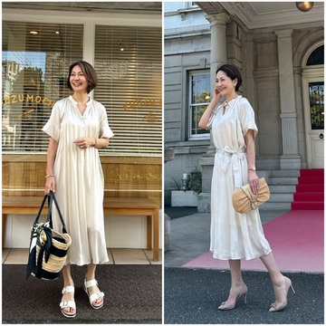 シルクワンピで残暑も快適なお出かけ