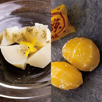 ていねいに作られた逸品。京都くりやの「金の実」とかぎ甚の「白味噌水ようかん」【一流店の美味をお取り寄せ〈京都編〉】