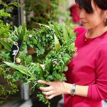 ハート型のクリスマスリースを作りました♡