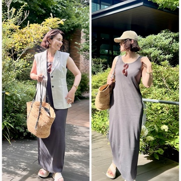 リブドロワの全骨格細見え2WAYリブタンクワンピース♡