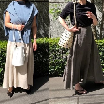 毎年大人気！揺れ感が美しいE by éclatのリネンマキシスカートを小柄おしゃれプロがリアル試着