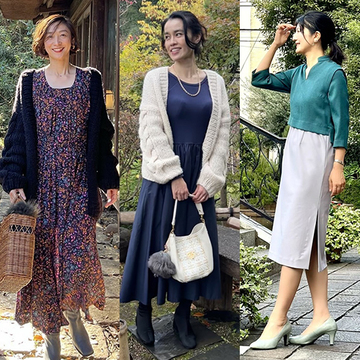 冬アウターとも好相性！50代の華やか「ワンピースコーデ」3選