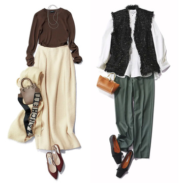 華やかさが手に入るモノトーンコーデからシャツワンピース×ボリュームスニーカーコーデまで【50代の1週間コーデ】 