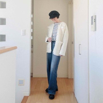 デニムプリントパンツ♡ツィード風ジャケットと合わせて