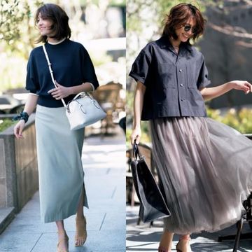 50代のスタイル映えを狙うなら「短め丈トップス」を選んで！