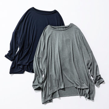 「E by éclat」冬も⼼地よく過ごせるあったかワイドカットソー