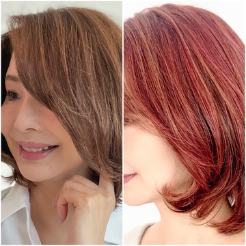 白髪に負けない！暖色カラーで艶々ヘアへ