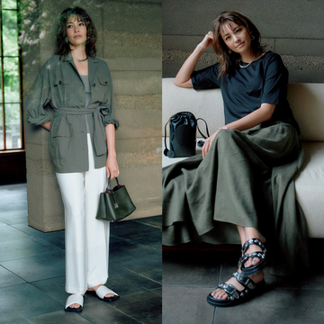 【大人を美しく見せるフォレストカーキコーデ4選】あいまいトーン×ベーシックカラーでモダンな印象に