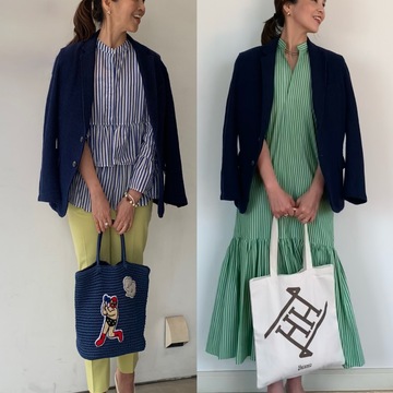 褒められ春ジャケットと爽やかストライプ