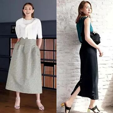 涼感キープで秋らしさをプラス。50代の上品スカートスタイル