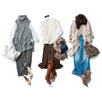 着膨れせずに体型カバー！ 冬スタイルを刷新するニットジレ＆ベストコーデ3選