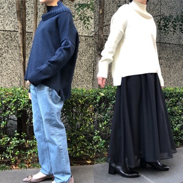 「E by éclat」人気のボトルネックニットを着比べ！身長150㎝台小柄バイヤー編