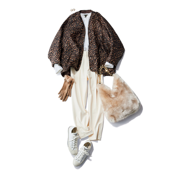 【50代のおしゃれ基本ルール】アウターで大胆に！レオパード柄×ベーシックアイテム