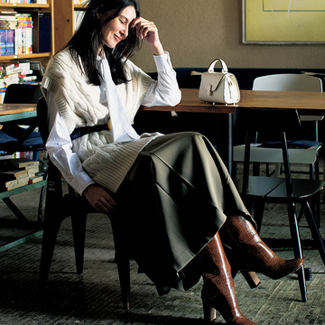 【2019冬 50代のロングブーツコーデ】重めバランスが旬！美脚とエッジに効く最旬ブーツ13