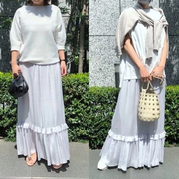 身長150cm台と160cm台のバイヤーが着比べ！徳原文子×éclat「フリルスカート」