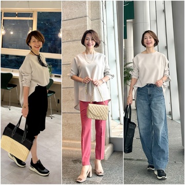 COGTHEBIGSMOKE×eclat 、エクラ別注：オート色の万能ストレッチブラウス