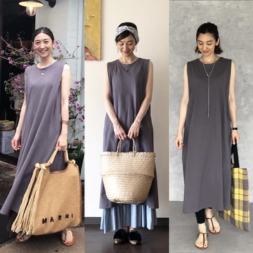 GUショルダータックワンピ❤︎4コーデ