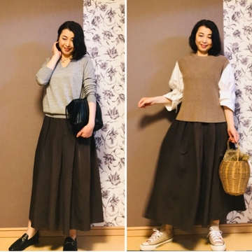 高級感のあるタフタ生地で作られた〈GU〉フレアスカート