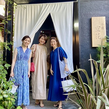 ブルーワンピ＆自作バッグで、鎌倉古民家レストラン♩