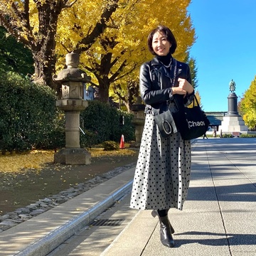JENNEのドットスカートで靖国神社へ参拝