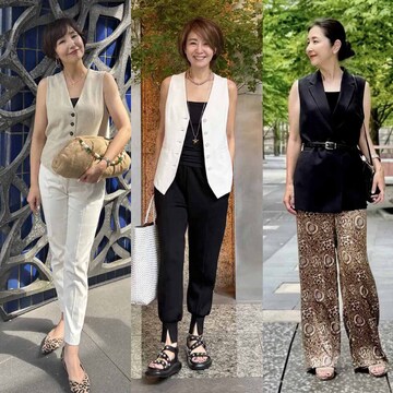 【50代ジレコーデ5選】夏の着こなしの格上げ効果抜群！堅くなりすぎない上品コーデが完成