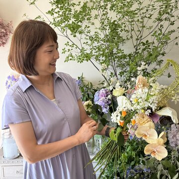 GUワンピースであじさいブーケ作り