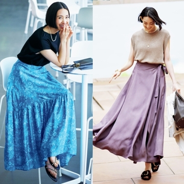 【夏の薄艶スカートコーデ2選】ボリュームシルエット＆マキシ丈スカートでこの夏の主役に