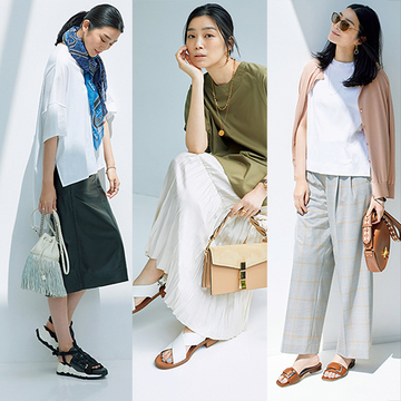 【アラフィー女性のサンダルコーデ3選】今年のサンダルは“ほぼフラット×マニッシュ風味”がおすすめ