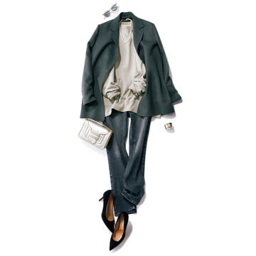 【夏から秋への着回し6】スウェット×デニムのシンプルコーデはジャケットで格上げ