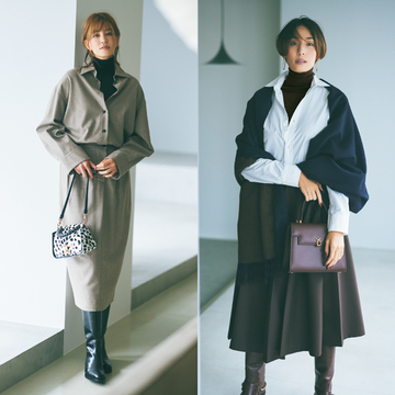 【薄手タートルニットの重ね着コーデ9選】首もとにのぞかせて今っぽく上品に