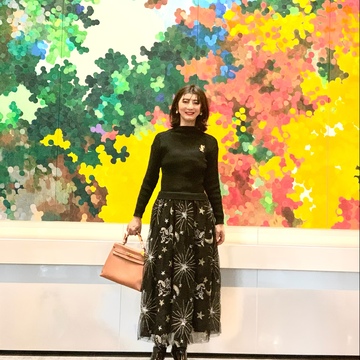 フェミニンなワンピースで、初詣。