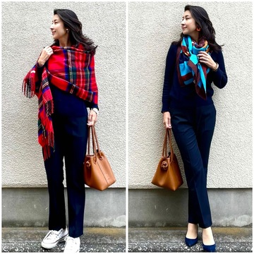 シンプルな印象がガラッと変わる!私が大好きな大判ストールコーデ